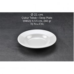 TUVA THERM CLASSIC 21 CM. ÇUKUR TABAK - BEYAZ ( 12 ADET )  ALC-076