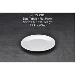 TUVA THERM INTERNATIONAL 19 CM. DÜZ TABAK - BEYAZ ( 12 ADET ) ALC-033
