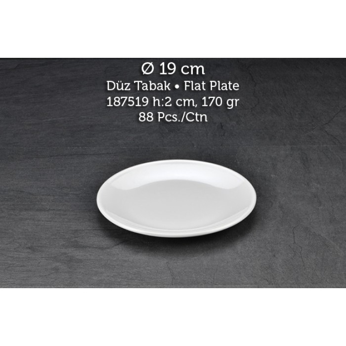 TUVA THERM INTERNATIONAL 19 CM. DÜZ TABAK - BEYAZ ( 12 ADET ) ALC-033