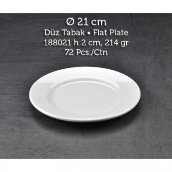 TUVA THERM INTERNATIONAL 21 CM. DÜZ TABAK - BEYAZ-11121- (6 ADET )  ALC-001