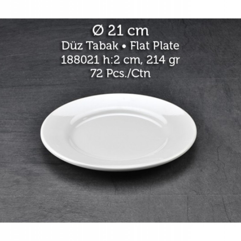 TUVA THERM INTERNATIONAL 21 CM. DÜZ TABAK - BEYAZ-11121- (6 ADET )  ALC-001