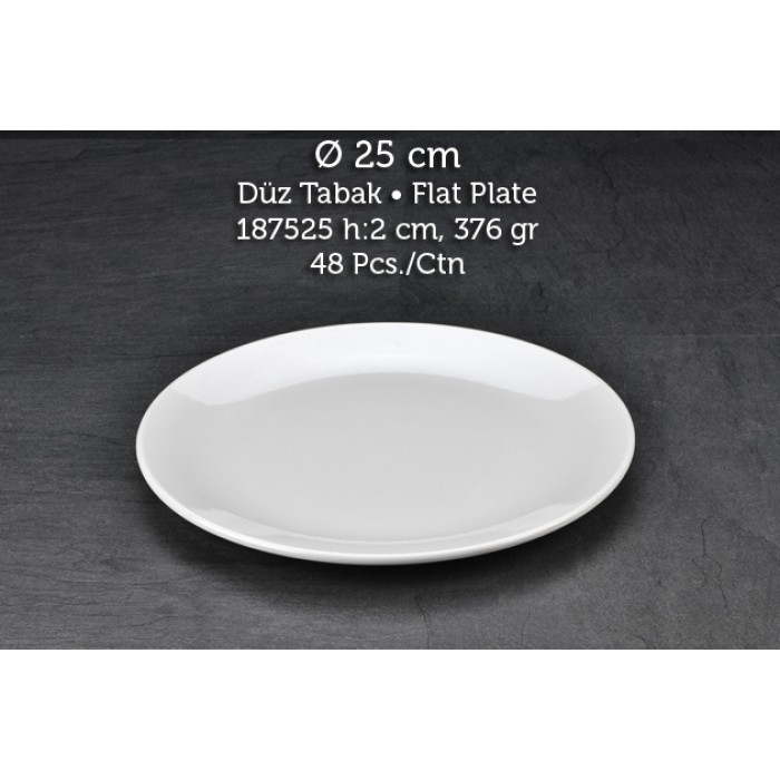 TUVA THERM INTERNATIONAL 25 CM. DÜZ TABAK - BEYAZ ( 12 ADET )  ALC-060