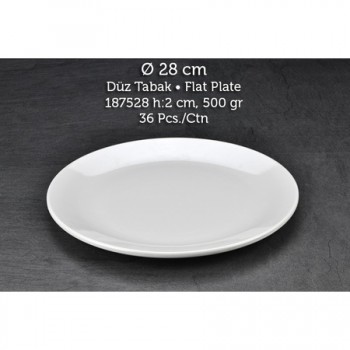 TUVA THERM INTERNATIONAL 28 CM. DÜZ TABAK - BEYAZ -11128- (6 ADET )  ALC-054